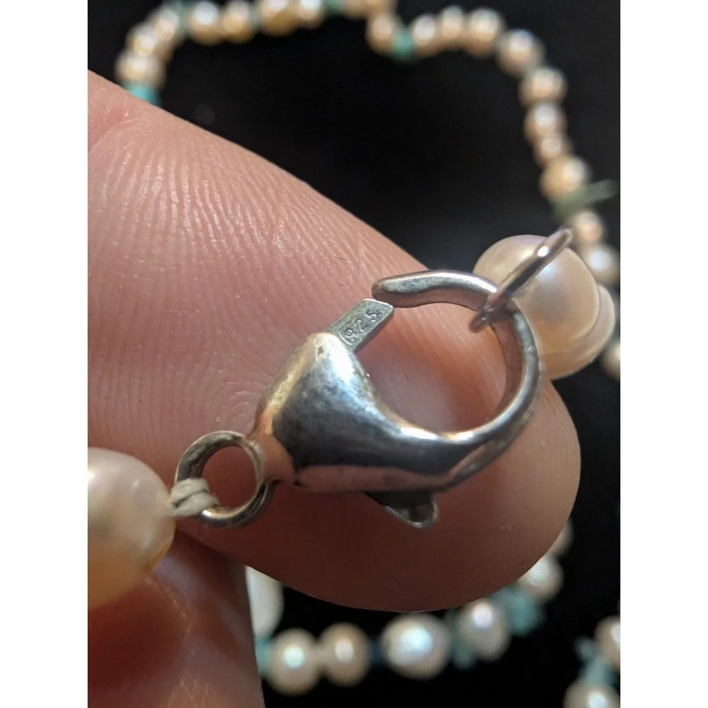 Faux Aquamarine Fresh Water Pearl Turquoise Necklace Siren Mermaid Core Statemen